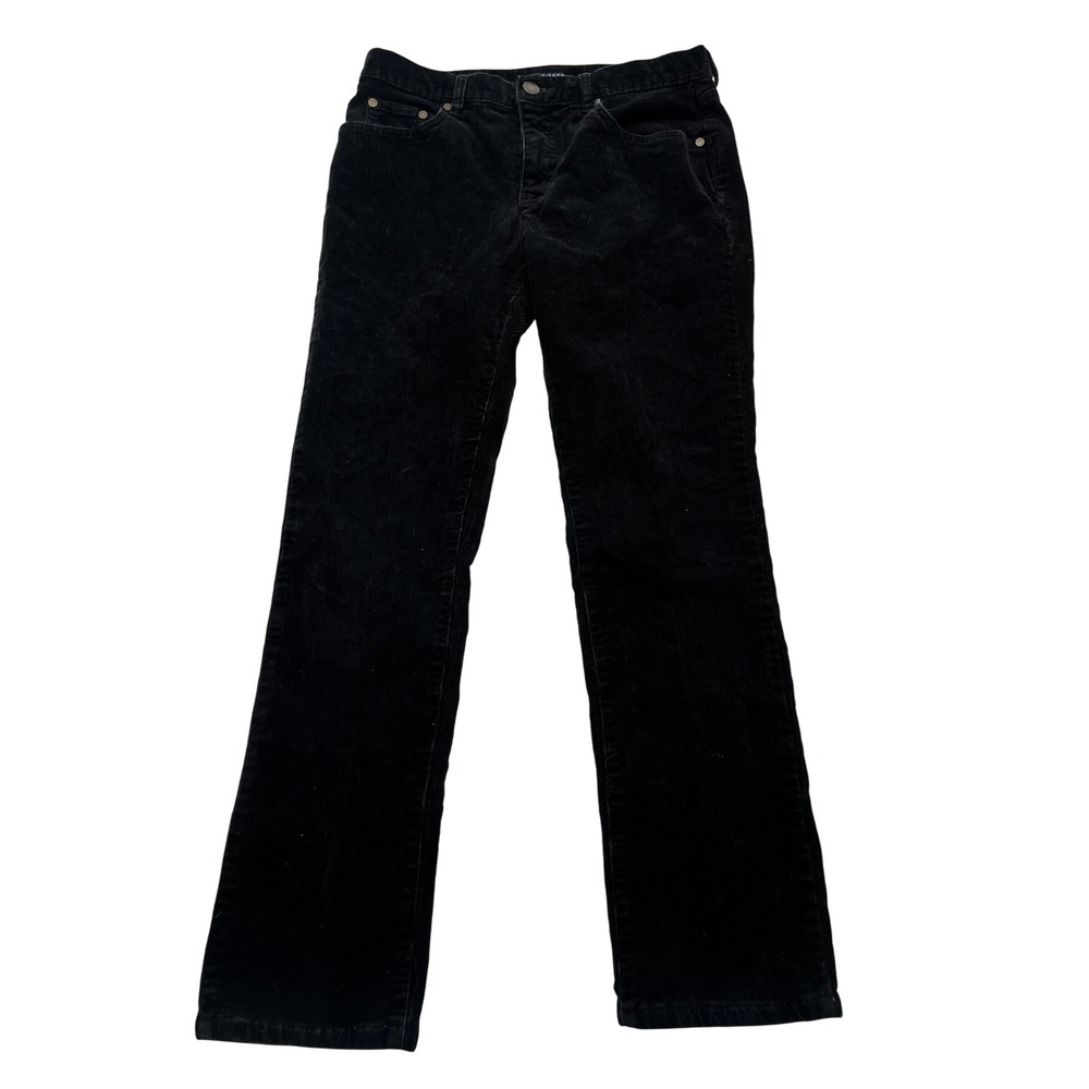 Chaps Pants Womens‎ 4 Black Corduroy Straight Leg Stretch Mid Rise Casual